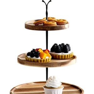 3-Tier Wooden Cake Stand,Decorative Fruit Snack Display Tray