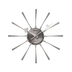 Orient wall clock rods spider wall clock silver color size 36x36 cm