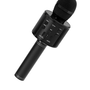Portable Handheld Karaoke Wireless Microphone With Bluetooth Speaker WS-858 Black