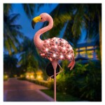 Flamingo Solar Lights, Garden Pathway Outdoor Pink Flamingo Stake Metal Stakes with LED Lights Waterproof Outdoor Decor for Lawn Landscape Flowerbed Patio or Courtyard