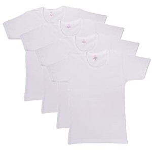 4 - Pieces Cotton Round neck Undershirt underwear boy white