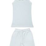 3-Pieces Camisole And Short Underwear Girls Set Perforated Cotton 100% White