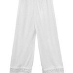 3- Pieces Full Length Soft inner Pants Trousers Big Lace Silk 100% with Elasticised Waistband Women