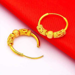 24K Gold Plated Beads Round Hoop Earrings Set For Women