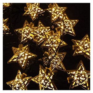String Ramadan Lights,20 LEDs Eid Moon Star Lantern Lights,EID Fairy String Lights,Battery Operated for Ramadan Decoration for Home Party Supplies