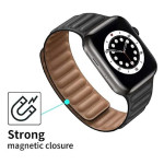 Leather Magnetic Loop Watch Band Strap for Apple Watch Ultra 49mm/45mm/44mm/42mm Black