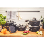 EDENBERG 12-piece Round Pot Set with Lid| Stove Top Cooking Pot| Cast Iron Deep Pot| Butter Pot| Chamber Pot with Lid