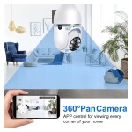 2-Piece 360 Degree Security Cameras Wireless Outdoor, 2.4GHz and 5G WiFi Light Bulb Camera, 1080p Wireless Cameras
