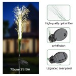 Reed Fiber Optic Light, 2 Pack Solar Powered Garden Flower Lights Outdoor LED Waterproof Garden Stake Lights Warm Light