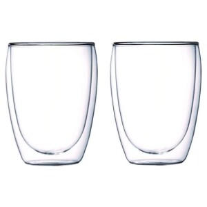 2-Piece Double Walled Clear Glass Espresso Coffee Cups 350ml