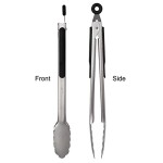 Premium locking grill tongs set of 2-16 inch heavy duty long kitchen bbq tongs for barbecue cooking grilling, stainless steel & dishwasher safe