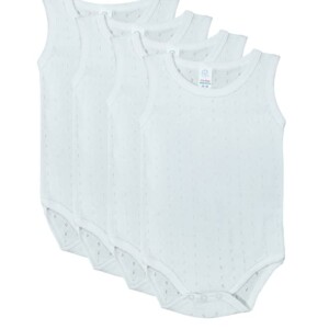 4-Pieces Bodysuit Onesies barbtoz Perforated Baby Boys Underwear Cotton 100% White