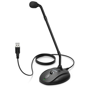 Computer Microphone,FIFINE Desktop Gooseneck Microphone,Mute Button with LED Indicator,USB Microphone