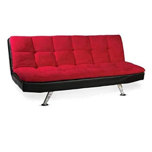 GLF sofa cum bed (red)-three seater sofa of twoo different coloure looks so good with this-mettal legs are attached to it