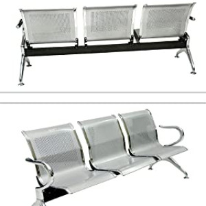 Multi Home Furniture 3 Seater Frame Airport Chair, visitor chair for Airport, Office, Hospital, School etc. with Metal frame & armrest, sit & back, Silver