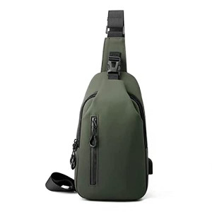 Sling Crossbody Bag Small Shoulder Backpack for Men Waterproof Slim Chest Bags Casual Daypack for Travel Cycling (Green)