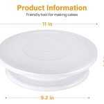 Kootek 11 Inch Rotating Cake Turntable, Turns Smoothly Revolving Cake Stand Cake Decorating Kit Display Stand Baking Tools Accessories Supplies for Cookies Cupcake (White)