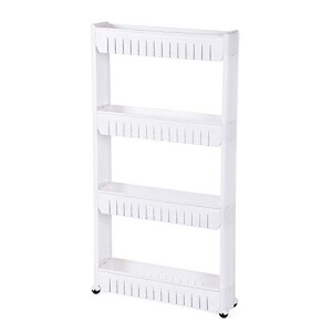 Nazaafat 4-Tier Slim Slide out Storage Tower Cabinet as a Plastic Small Mobile Shelving for kitchen and bathroom
