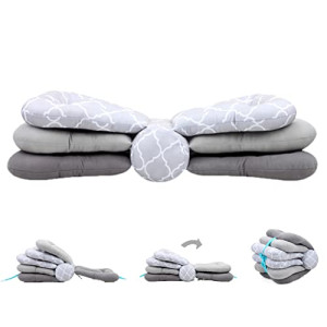 Kakiblin Elevate Adjustable Nursing Pillow, Baby Breastfeeding Pillow Infant Feeding Support Pillow, Grey