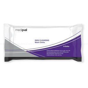 Medipal Skin Cleansing Wash Cloth, Made in the UK by Pal International Limited, Pack of 8 wash cloths