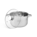 EDENBERG 12 Pcs Cookware Set | High-Grade Stainless Steel Pots, Cooking Bowl, Kitchen Serving Bowl, Biryani Pot | Pot with Glass Lids- Silver