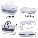 Foldable Picnic Basket Portable 15L Collapsible Picnic Basket with Multi-Function Lid & Food Tray Table