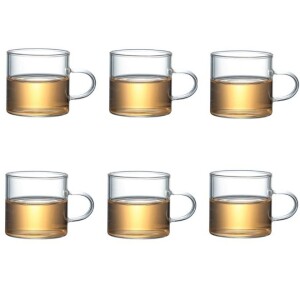 6-Piece Borosilicate Glass Tea Cup Clear