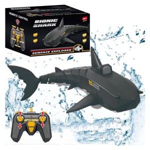 Remote Control Shark Toy,1:32 Scale High Simulation Rechargeable RC Shark Boat Water Toy,Long-Distance Remote Control,Hight Speed,One-Key Demo,(Color Random)