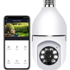 360 Degree Security Cameras Wireless Outdoor, 2.4GHz and 5G WiFi Light Bulb Camera, 1080p Wireless Cameras for Home Security, Indoor Security Camera System