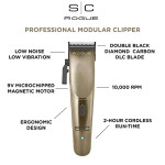 Stylecraft Rogue Professional 9V Microchipped Magnetic Motor Cordless Hair Clipper, 5 Guards, USB Cord, Matte Gunmetal