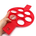 PLASTIFIC Pancake Molds Silicone Baking Mould Egg Maker Pancake Flipper Egg Ring Nonstick Silicone Round Egg Rings (Red 7 Holes)