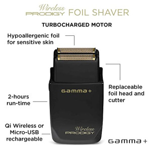 GAMMA+Prodigy Professional Corded or Cordless Mens Foil Shaver with Staggered Independent Smart Contouring