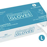 Disposable CLEAR Vinyl powder free gloves, Chemical resistant, non latex, non sterile, Non medical, large, box of 100 gloves