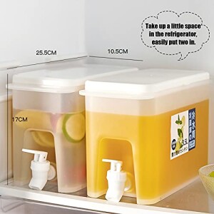 Plastic Drink Dispenser for Refrigerator, Water Jug with Drip-Proof Tap, Cold and Heat Resistant, Lemonade Beverage Dispenser for Home Office Hotel Restaurant Party