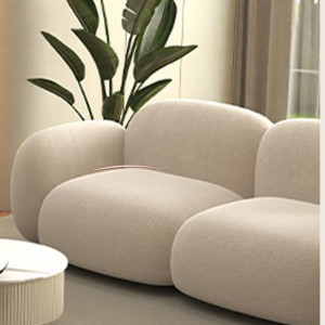Modern Minimalist Living Room Sofa Cream Straight Line Design for Small Apartment 3+2+1 Seater