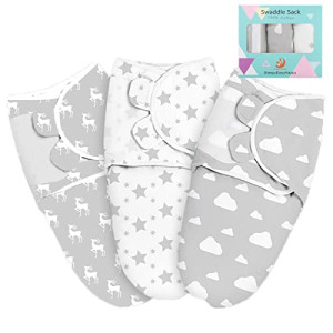 Baby Swaddle Wrap, 3 Pcs Newborn Swaddle Blanket Wrap, 0-3 Months 100% Breathable Cotton Swaddlers  Wings for Baby Boys and Baby Girls