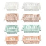 4Pack Plastic Refrigerator Storage Tray, Freezer Food Storage Bin Container,Pull-out storage box,Organizer Pantry Storage for Fruit, Snack,Candy, Egg(4 Colors)