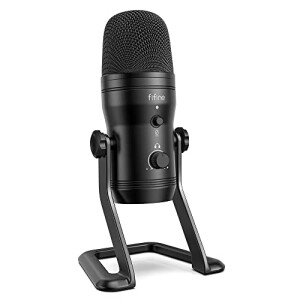 FIFINE USB Studio Recording Microphone Computer Podcast Mic for PC, PS4, Mac with Mute Button & Monitor Headphone Jack