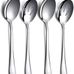 DELFINO Restaurant Catering Serving Utensils, Stainless Steel Party Buffet Catering Dinner Banquet Spoon and 2 Slotted Spoons