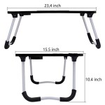 Hossejoy Foldable Laptop Table, Portable Standing Bed Desk, Breakfast Serving Bed Tray, Notebook Computer Stand Reading Holder for Couch Floor, Black