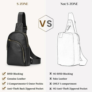 S-ZONE Sling Bag for Women, Genuine Leather Fanny Packs RFID Blocking Crossbody Chest Bags, Gifts for Women Men