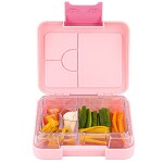 Snack Attack TM Lunch Box for Kid School Bento Pink Color for Kids| 4 Compartments| BPA FREE|LEAK PROOF| Dishwasher Safe | Back to School Season 