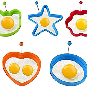 5 Pcs Egg Ring, Fried Egg Mold, Egg Separator, Silicone Non-Stick Egg Shaper Ring with Egg and PancakeKitchen Cooking Tools