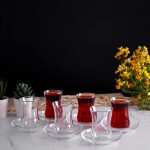 Turkish Tea Glasses and Saucers Set (12 Pieces), Arabic Persian Tea Cups (4oz/120ml)