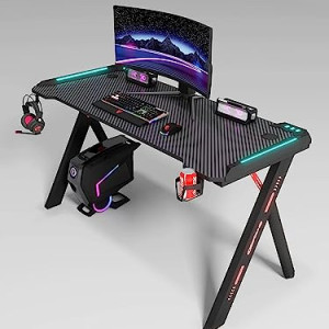 MAF Black Gaming Desktop 120cm Gamer Table Home 120cm x 60cmA computer Desk in Cup Storage and Headphone Hook and colleagues MAF-Y141)