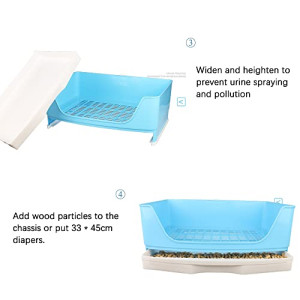  Large Rabbit Litter Box, Potty Corner Toilet with Drawers, Cleaning Kit for Rabbits,Adult Guinea Pigs,Goldens,Ferrets and Other Small Pets(blue(41 * 30 * 16))