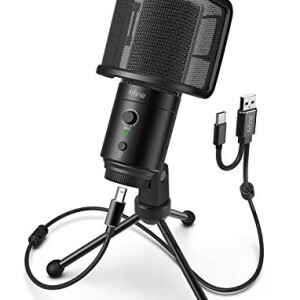 FIFINE K683A Unidirectional USB Desktop PC Microphone with Pop Filter for Computer and Mac, Studio Condenser Mic with Gain Control
