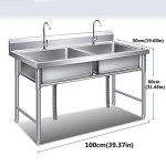 Stainless steel double Bowl Kitchen Sinks,Bar Sink,Utility Sink;Two troughs, two faucets, can be used at the same time,
