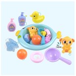 'Baby Bathtub Round fish basin with bath accessories + plastic animals