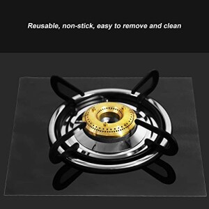 Gas Stove Protector - Dewin Gas Range Stove Burner Covers Protector, Non-Stick Oil Protection Mat, Kitchen Tool, Gas Stove Burner Covers, 4Pcs, 2 Colors Black HCY-QJD